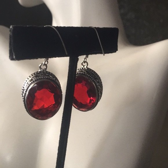 NEW Red quartz earrings silver earrings - Picture 9 of 12